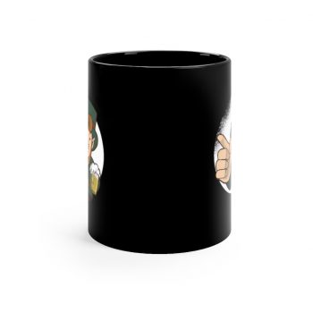 Black Coffee Mug - Leprechaun Wink Winking Beer St Patricks