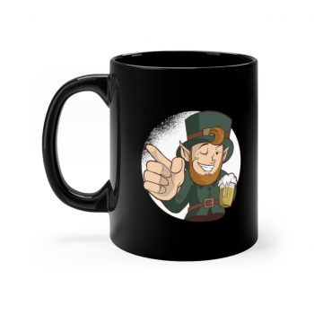 Black Coffee Mug - Leprechaun Wink Winking Beer St Patricks