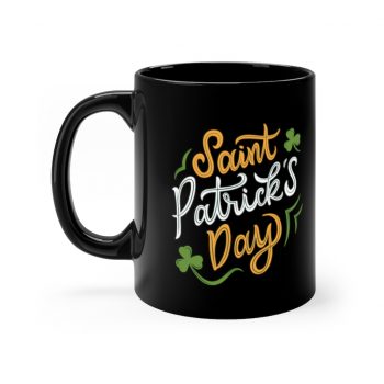 Black Coffee Mug - St Patricks Day Shamrocks Clovers Orange Green