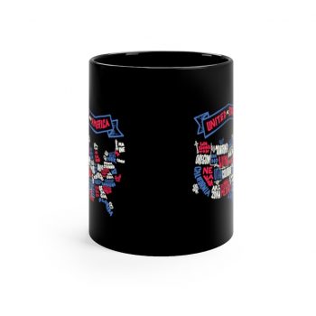 Black Coffee Mug - United States of America Text Map