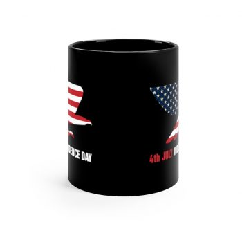 Black Coffee Mug - USA 4th July Independence Day American Eagle Flag