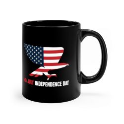 Black Coffee Mug - USA 4th July Independence Day American Eagle Flag