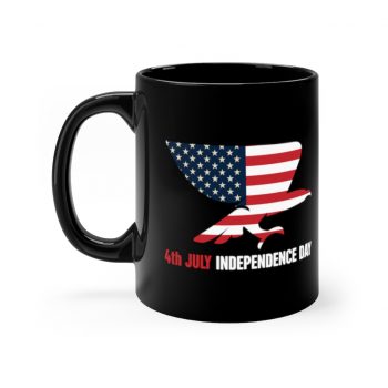 Black Coffee Mug - USA 4th July Independence Day American Eagle Flag