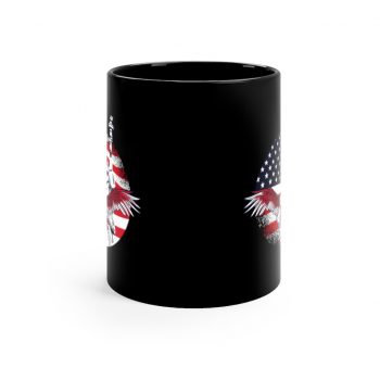 Black Coffee Mug - USA Flag American Eagle Statue of Liberty