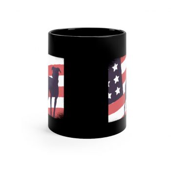 Black Coffee Mug - USA Flag Dog