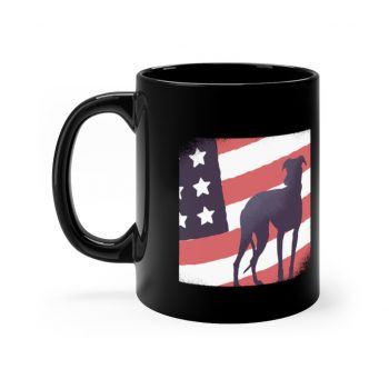 Black Coffee Mug - USA Flag Dog