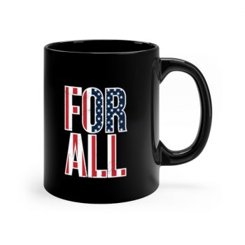 Black Coffee Mug - USA Flag For All America