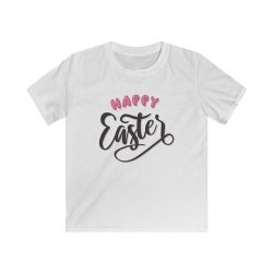 Kids & Youth Softstyle T-Shirt - Happy Easter Pink Black