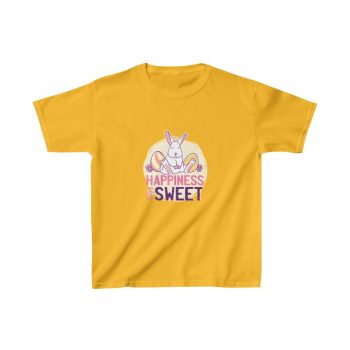 Kids Heavy Cotton T-Shirt - Happiness Is Sweet Easter Bunny