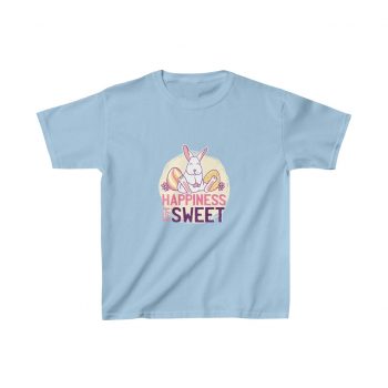 Kids Heavy Cotton T-Shirt - Happiness Is Sweet Easter Bunny