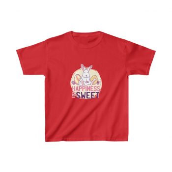 Kids Heavy Cotton T-Shirt - Happiness Is Sweet Easter Bunny