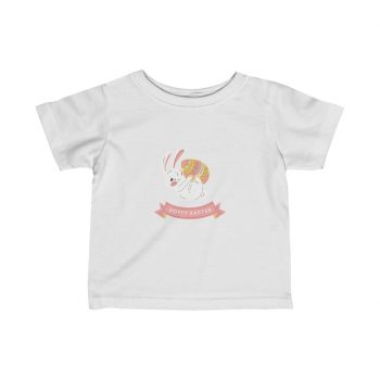 Kids Infant Fine Jersey Tee T-Shirt - Hoppy Easter Happy Easter Bunny Egg