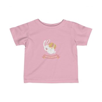 Kids Infant Fine Jersey Tee T-Shirt - Hoppy Easter Happy Easter Bunny Egg