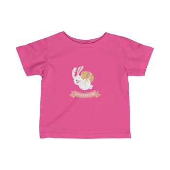 Kids Infant Fine Jersey Tee T-Shirt - Hoppy Easter Happy Easter Bunny Egg