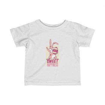 Kids Infant Fine Jersey Tee T-Shirt - Sweet Happiness - Easter Bunny with Easter Egg