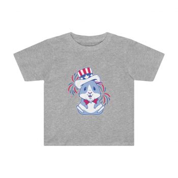 Kids Preschool T-Shirt 2T - 4T - American Guinea Pig Red Wearing White and Blue Hat