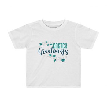 Kids Preschool T-Shirt 2T - 4T - Easter Greetings Flowers Blue Teal