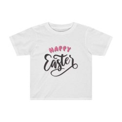 Kids Preschool T-Shirt 2T - 4T - Happy Easter Pink Black