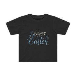 Kids Preschool T-Shirt 2T - 4T - Happy Easter Script Beige Blue