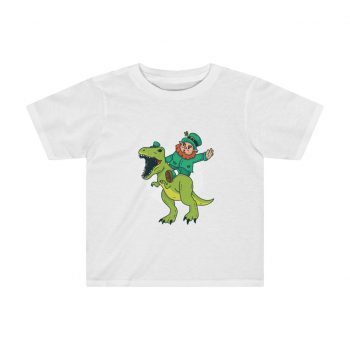 Kids Preschool T-Shirt 2T - 4T - Leprechaun Riding a Dinosaur T Rex