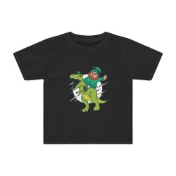 Kids Preschool T-Shirt 2T - 4T - Leprechaun Riding a Dinosaur T Rex