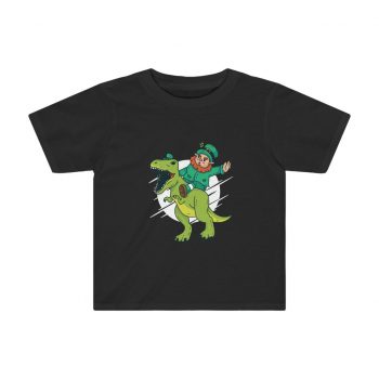 Kids Preschool T-Shirt 2T - 4T - Leprechaun Riding a Dinosaur T Rex