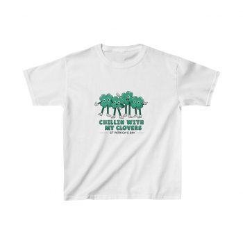 Kids T-Shirt Cotton - Chillin With My Clovers St Patrick's Day