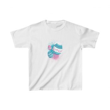 Kids T-Shirt Cotton - Easter Eggs Spray Painted Blue Pink White