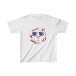 Kids T-Shirt Cotton - Pitbull Pit bull USA American Flag