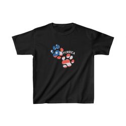 Kids T-Shirt Cotton - Purrica Cat Footprint USA America Flag