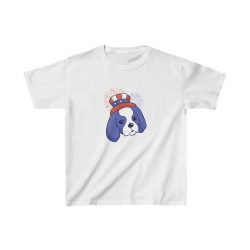 Kids T-Shirt Cotton - Ragnar Dog American Puppy 4th July Hat