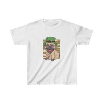 Kids T-Shirt Cotton - St Patricks Pug Dog Clover