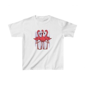 Kids T-Shirt Cotton - Three Flamingos American Flag