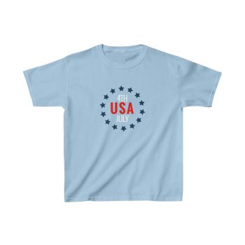 Kids T-Shirt Cotton - USA 4th of July Circle of Stars