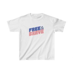 Kids T-Shirt Cotton - USA Flag Free and Brave