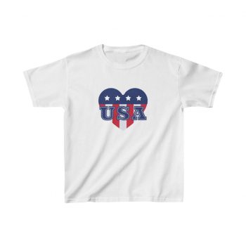 Kids T-Shirt Cotton - USA Flag Heart