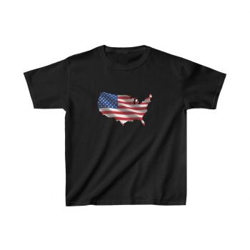 Kids T-Shirt Cotton - USA Flag Map of United States