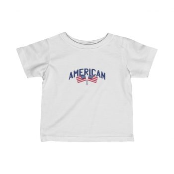 Kids T-Shirt Infant Fine Jersey Tee - American Two USA Flags