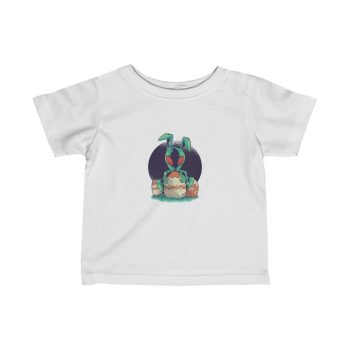 Kids T-Shirt Infant Fine Jersey Tee - Easter Alien with Easter Eggs