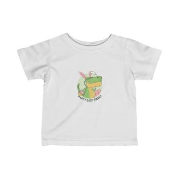 Kids T-Shirt Infant Fine Jersey Tee - Easter Dino T Rex Dinosaur Bunny Ears Eggs