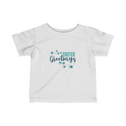 Kids T-Shirt Infant Fine Jersey Tee -  Easter Greetings Flowers Blue Teal