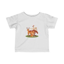 Kids T-Shirt Infant Fine Jersey Tee - Forest Animals Fox Deer Moose Possum