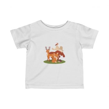 Kids T-Shirt Infant Fine Jersey Tee - Forest Animals Fox Deer Moose Possum