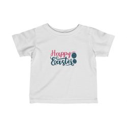 Kids T-Shirt Infant Fine Jersey Tee - Happy Easter Egg Blue Pink