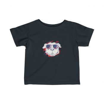 Kids T-Shirt Infant Fine Jersey Tee - Pitbull Pit bull USA American Flag