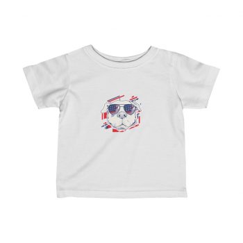 Kids T-Shirt Infant Fine Jersey Tee - Pitbull Pit bull USA American Flag