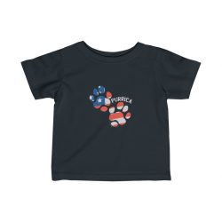 Kids T-Shirt Infant Fine Jersey Tee - Purrica Cat Footprint USA America Flag