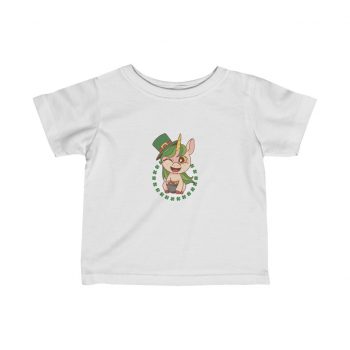 Kids T-Shirt Infant Fine Jersey Tee - St Patrick's Day Leprechaun Unicorn Pot of Gold