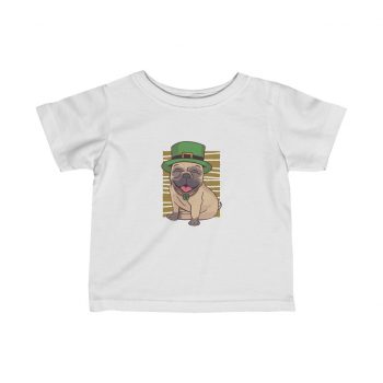 Kids T-Shirt Infant Fine Jersey Tee - St Patricks Pug Dog Clover