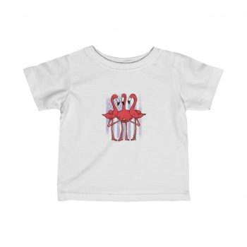 Kids T-Shirt Infant Fine Jersey Tee - Three Flamingos American Flag